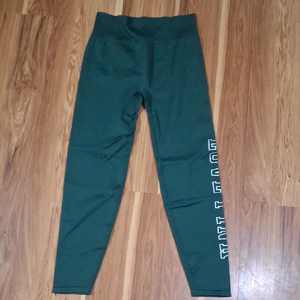 Pink VS Green  Leggings W/silver Lettering